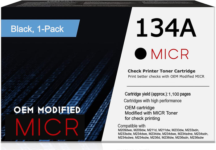 HP 134A W1340A OEM Modified MICR Toner Cartridge