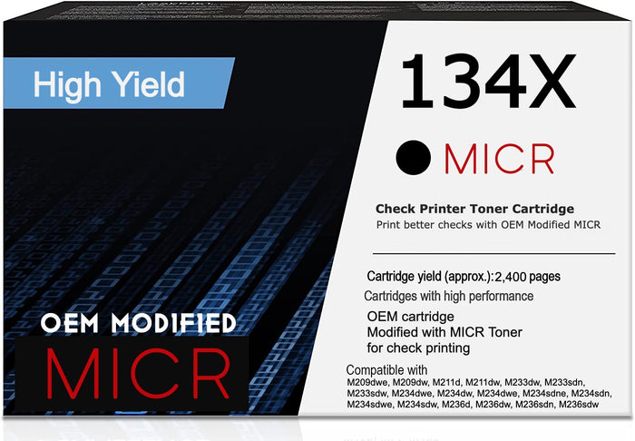 HP 134X W1340X OEM Modified MICR Toner Cartridge (High Yield)