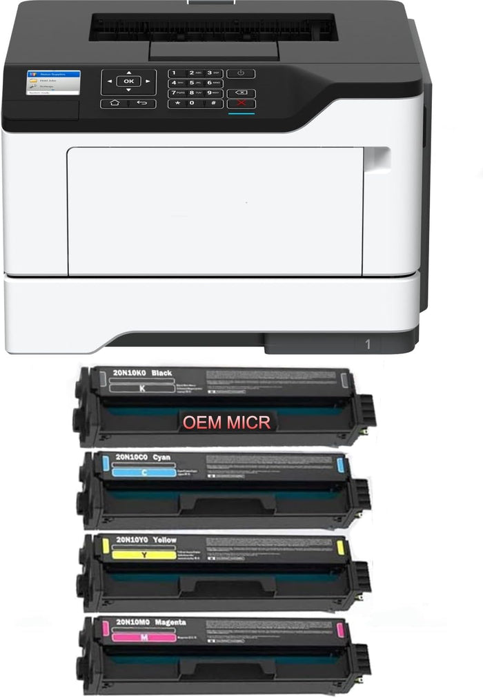 Lexmark CS331DW Color Check Printer with OEM Modified MICR Cartridge + 3 CMY Toner Set