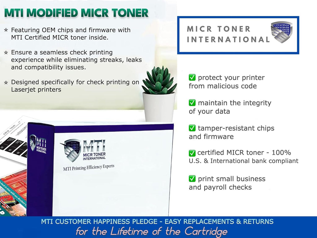 Lexmark MS521dn Wireless Check Printer with 56F1000 MICR Toner and