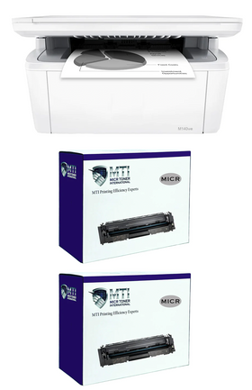HP M140w MICR Printer Package and 2 MTI W1410A MICR Toner Cartridges (2-Pack)