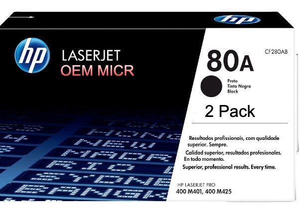 HP 80A OEM Modified CF280A MICR Toner Cartridge (2-Pack)
