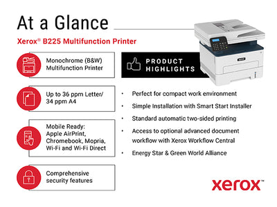 Xerox B225DNI Check Printer with 006R04399 OEM Modified MICR Cartridge