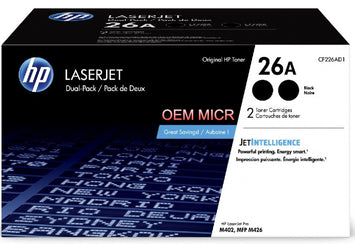 HP 26A OEM Modified CF226A MICR Toner Cartridge (2-Pack)