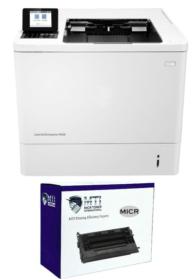 HP M608N LaserJet Check Printer with MTI Remanufactured 37A CF237A MICR Cartridge