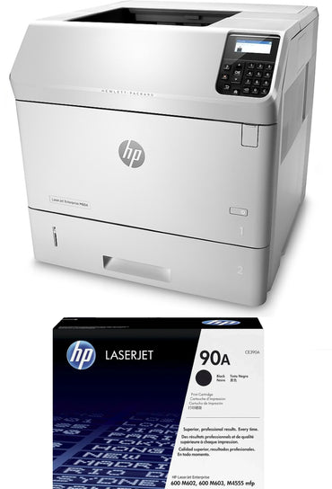 HP M601n Enterprise Printer and 1 90A OEM MICR Cartridge (Renewed)