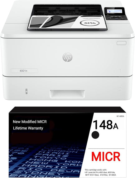 HP 4001n LaserJet Pro Check Printer (Open box) and 1 Starter OEM MICR Cartridge
