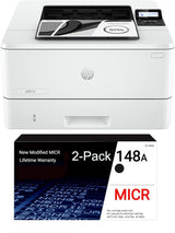 HP 4001n LaserJet Pro MICR Printer and 2 OEM Modified 148A MICR Cartridges